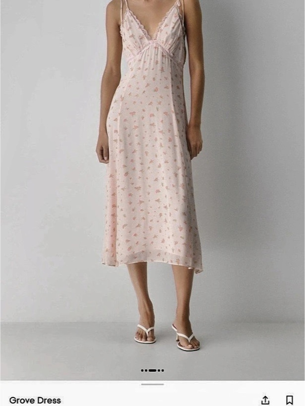 Arirzia Wilfred Grove Dress Floral Lace Trim Midi Dress Pink & White Size 4